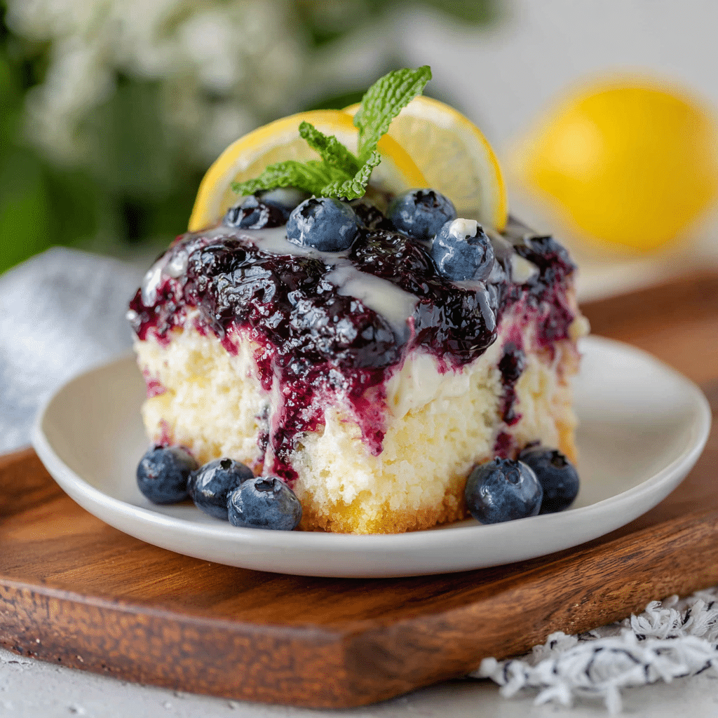 Blueberry Jello Poke Cake with Lemon Glaze – Berry and Citrus Flavor Combo That Feels Like Sunshine