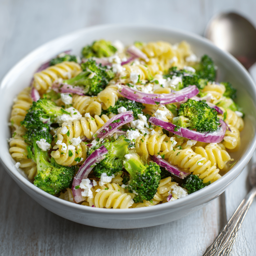 Broccoli Pasta Salad with Red Onion and Feta – A Bowl of Fresh Love from My Cretan Kitchen
