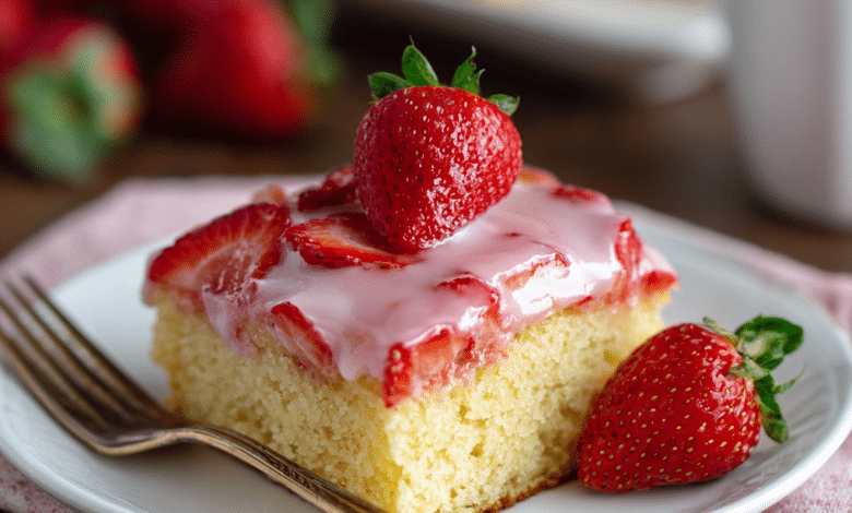Classic Strawberry Sheet Cake with Glaze – A Sweet Taste of Summer in Every Bite