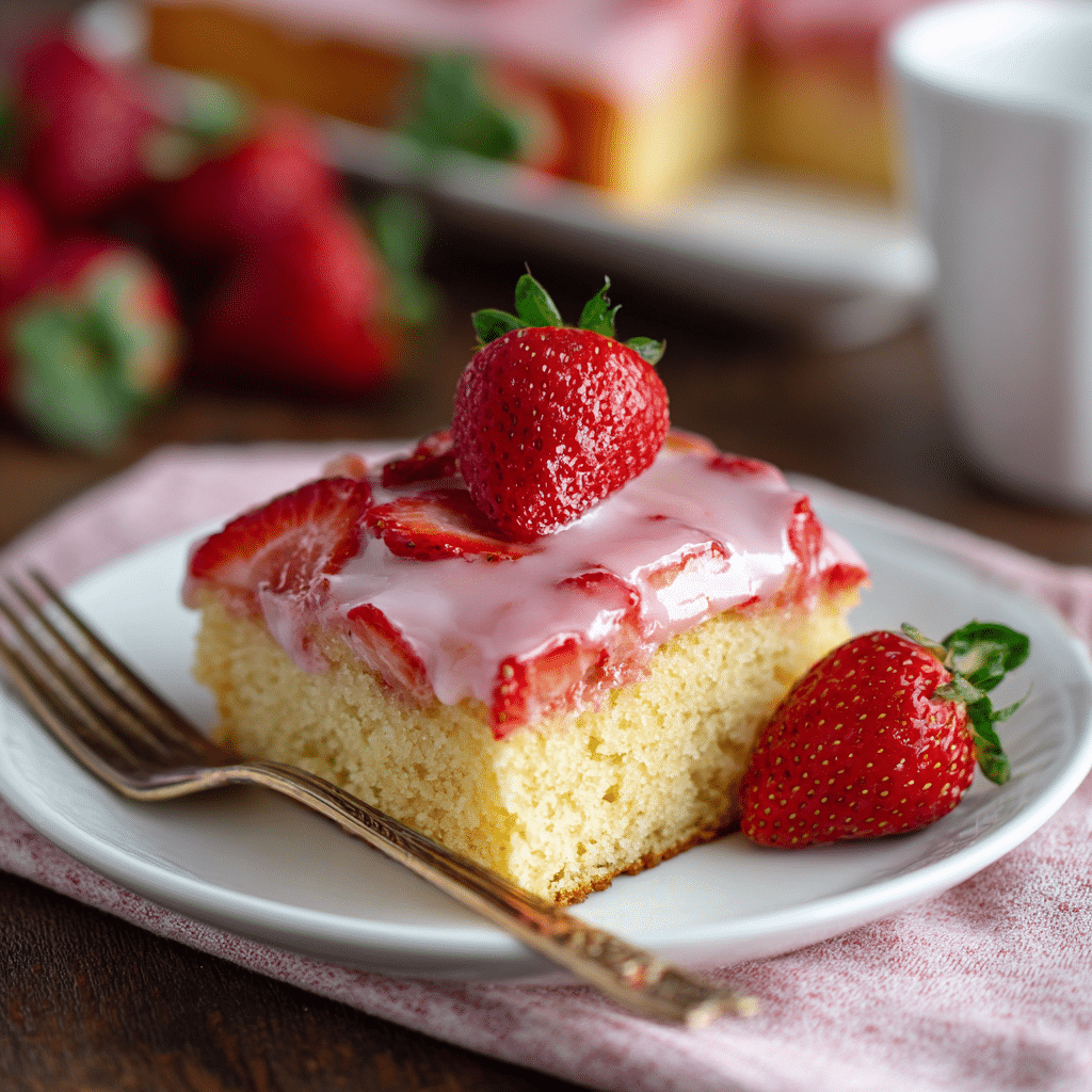 Classic Strawberry Sheet Cake with Glaze – A Sweet Taste of Summer in Every Bite