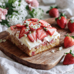 Fresh Strawberry Sheet Cake with Cream Cheese Frosting