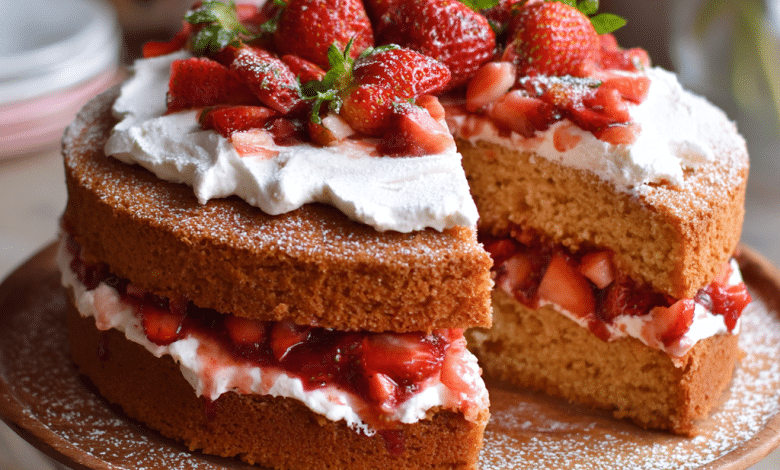 Gluten Free Vegan Strawberry Sponge Cake