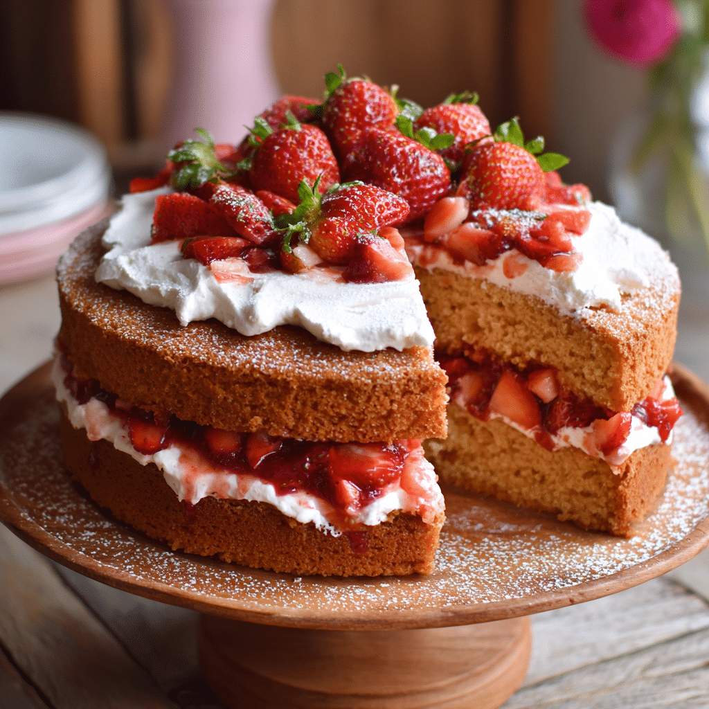 Gluten Free Vegan Strawberry Sponge Cake – Soft, Sweet, and Full of Love
