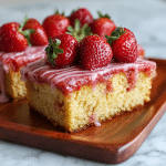 Homemade Strawberry Sheet Cake with Strawberry Glaze