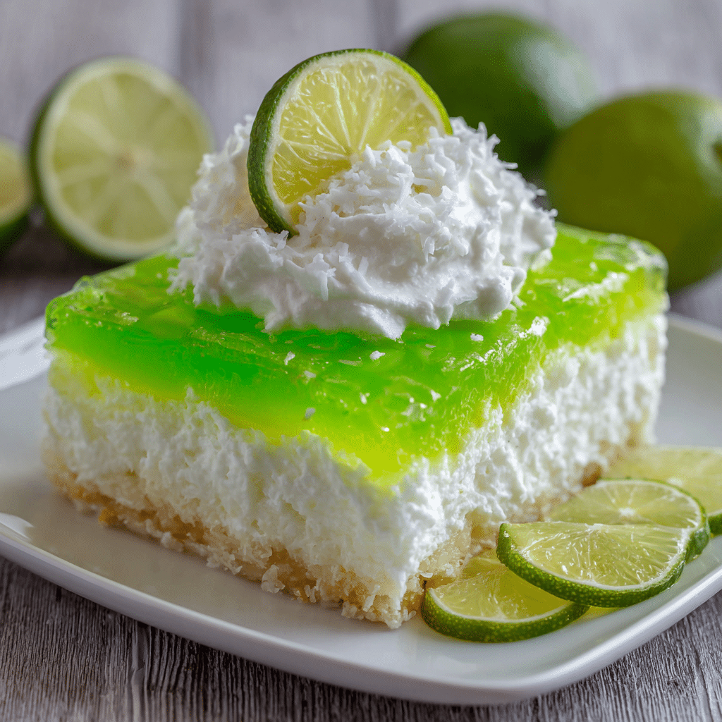 Lime Jello Poke Cake with Coconut Whipped Topping – Bright, Creamy, and Full of Sunshine