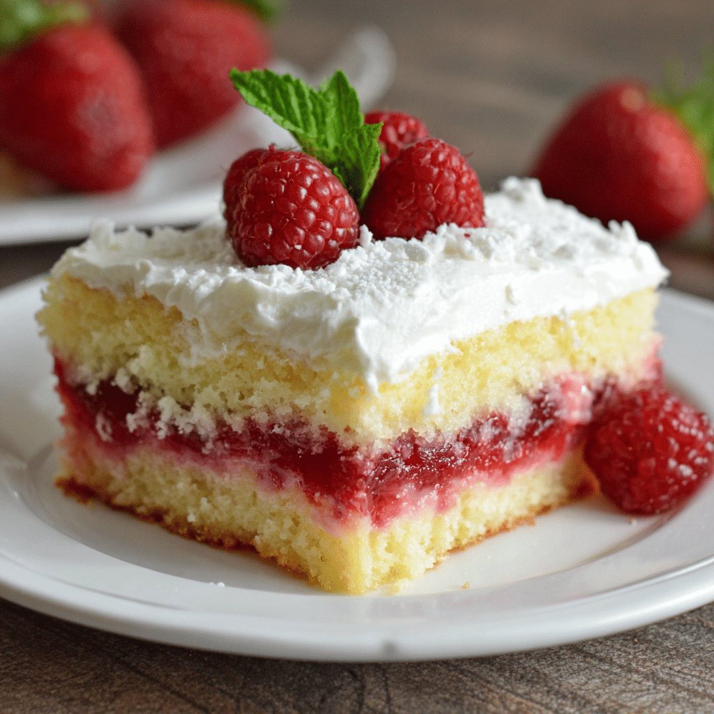 Raspberry Jello Poke Cake with White Cake – A Sweet Memory in Every Slice
