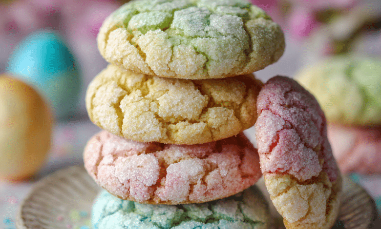 Springtime Crinkle Cookies with Pastel Sugar