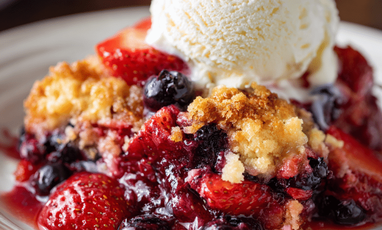 Strawberry Blueberry Dump Cake
