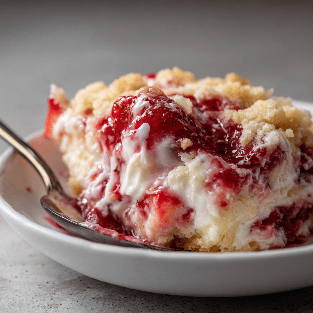 Strawberry Cheesecake Dump Cake – The Easiest Sweet Hug in a Baking Dish