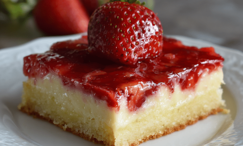 Strawberry Cheesecake Sheet Cake Bars