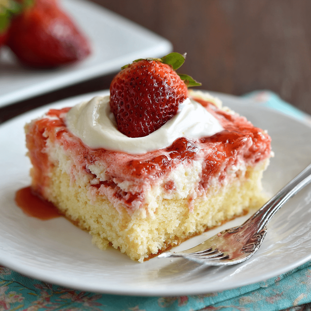 Strawberry Cream Cheese Poke Cake – The Sweetest Slice of Summer Comfort