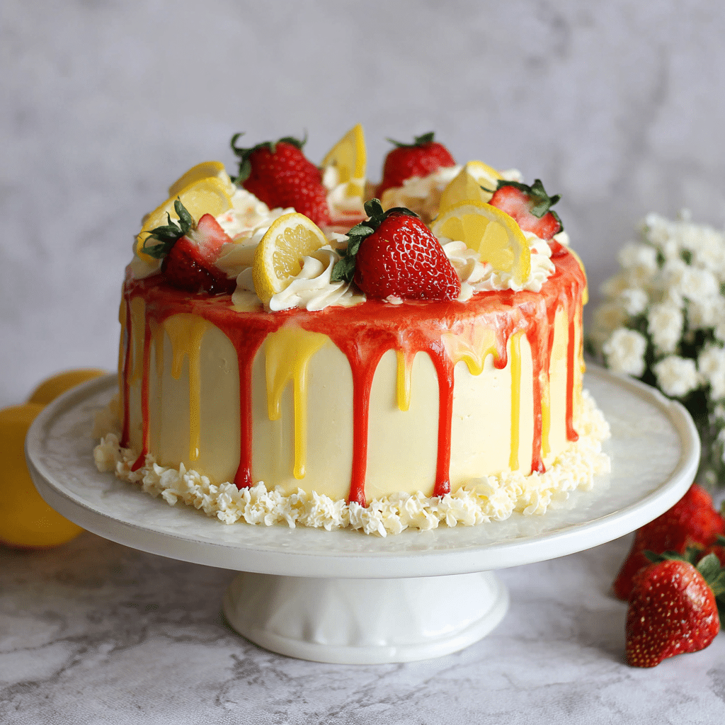 Strawberry Lemon Drip Cake – A Bright Slice of Sunshine from My Kitchen