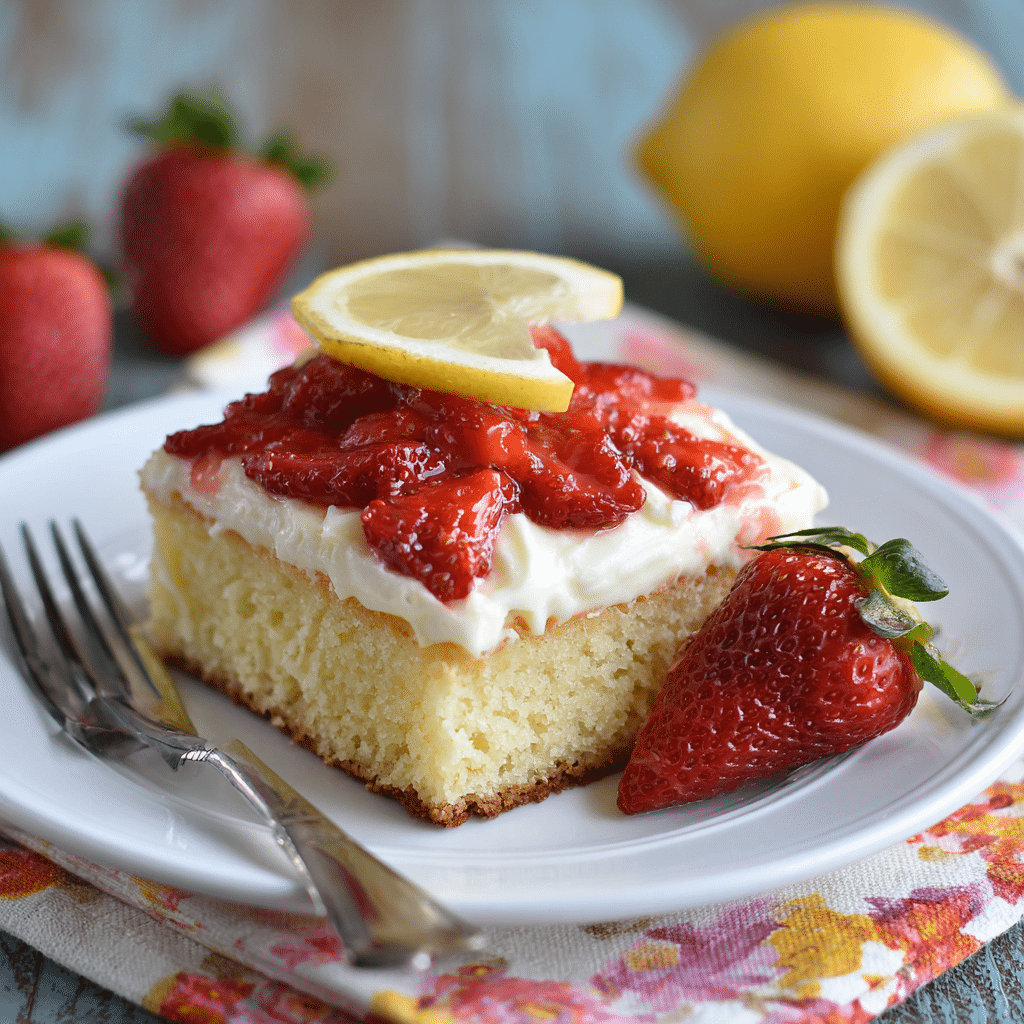 Strawberry Lemon Sheet Cake – A Bright Slice of Sunshine for Your Table