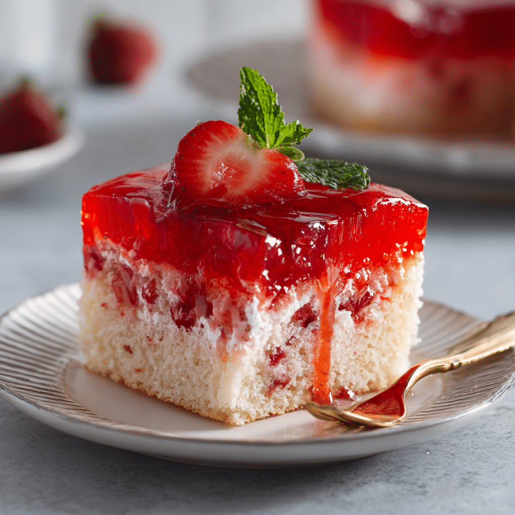 Strawberry Poke Sheet Cake with Jello – The Sweetest Memory on a Summer Table
