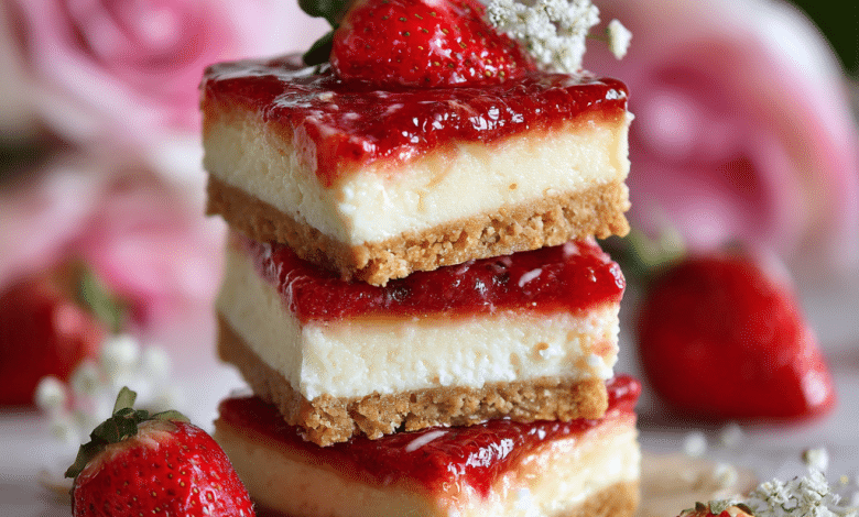 Strawberry Purée Cheesecake Bars