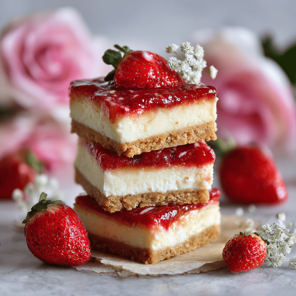 Strawberry Purée Cheesecake Bars – Sweet Little Squares of Love