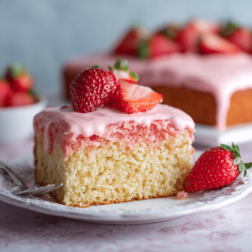Strawberry Sheet Cake with Pudding Layer – The Softest, Dreamiest Cake from My Kitchen