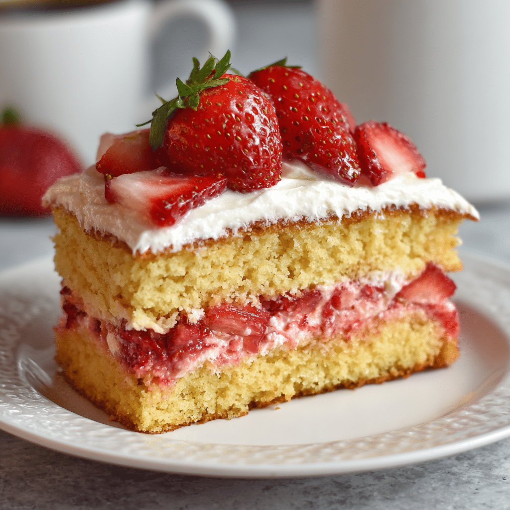 Strawberry Sheet Cake with Vanilla Cream Layer – A Sweet Hug from My Kitchen