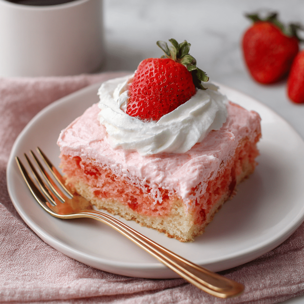 Strawberry Sheet Cake with Whipped Frosting – A Soft Pink Slice of Pure Love