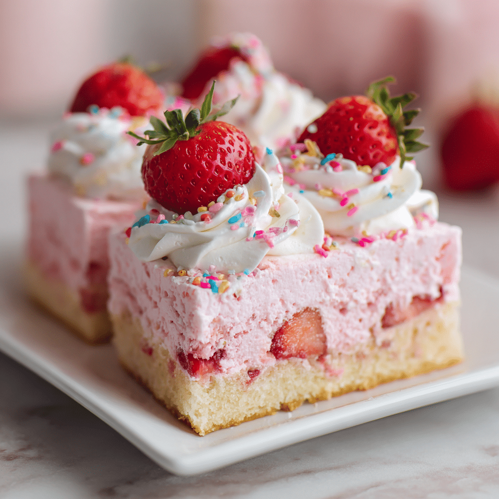 Strawberry Shortcake Poke Sheet Cake (the sweet, pink, cloud-soft one I make when I want everyone to smile)