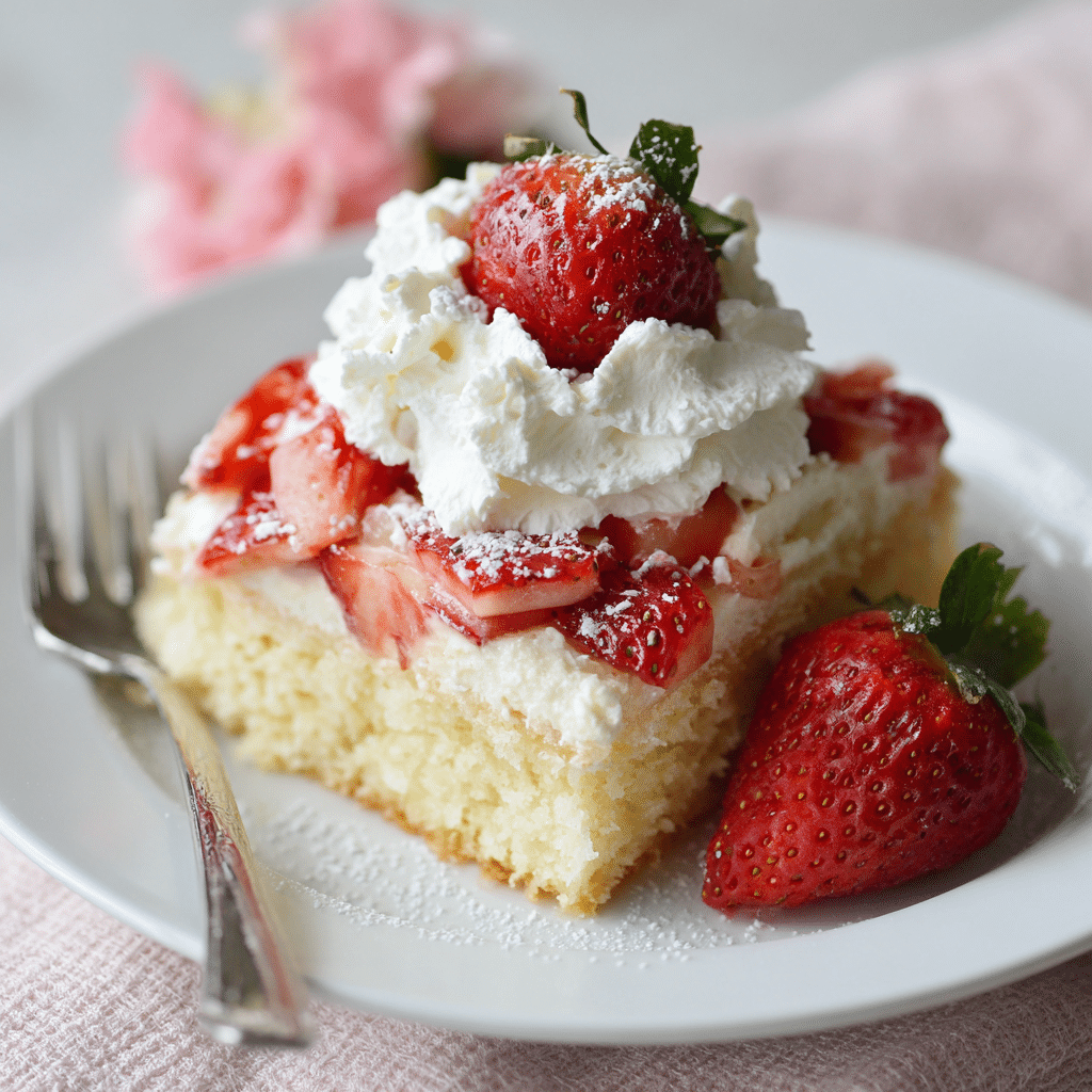 Strawberry Shortcake Sheet Cake with Fresh Strawberries – A Sweet Slice of Summer Love