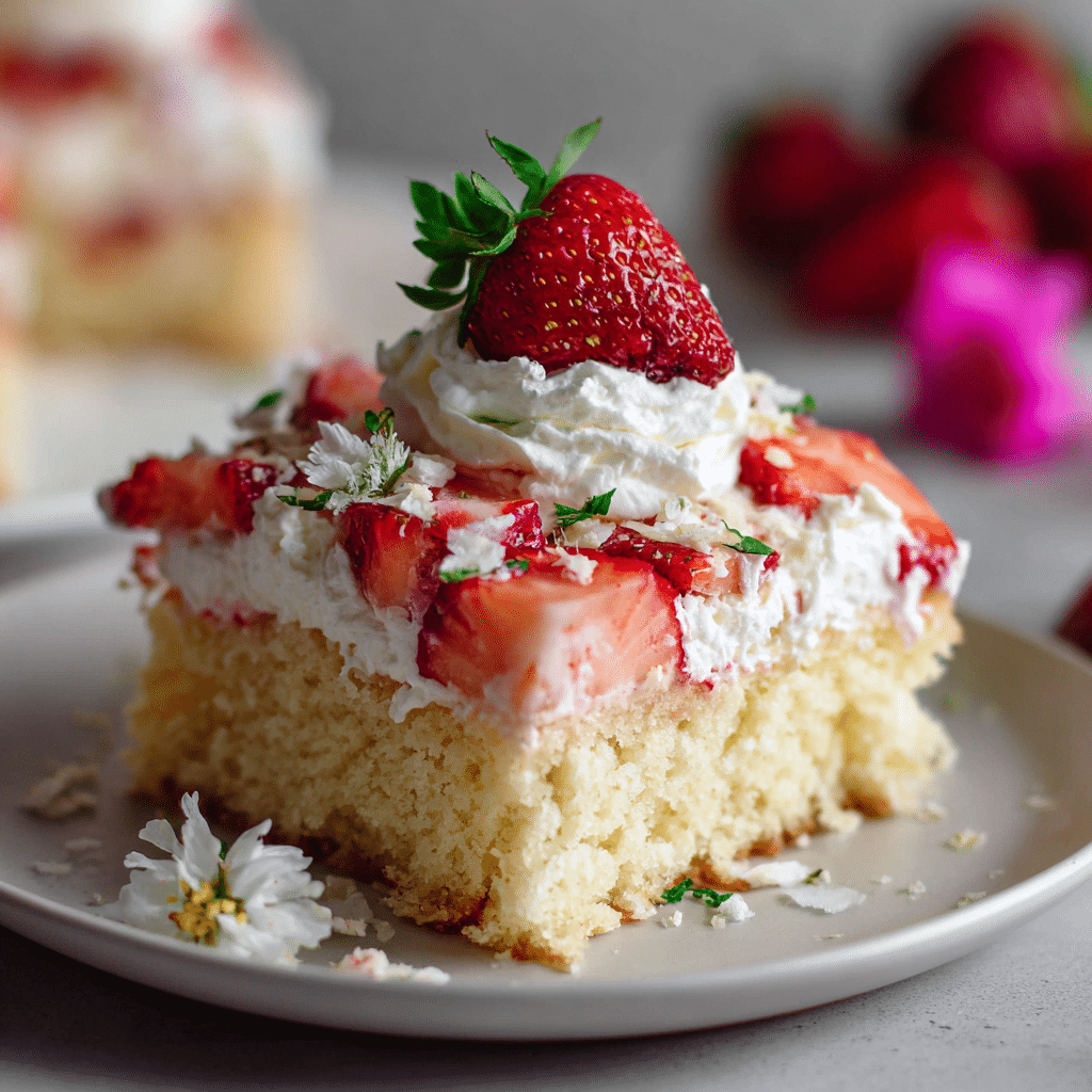 Strawberry Shortcake Vanilla Sheet Cake – Soft, Sweet, and Full of Summer Love