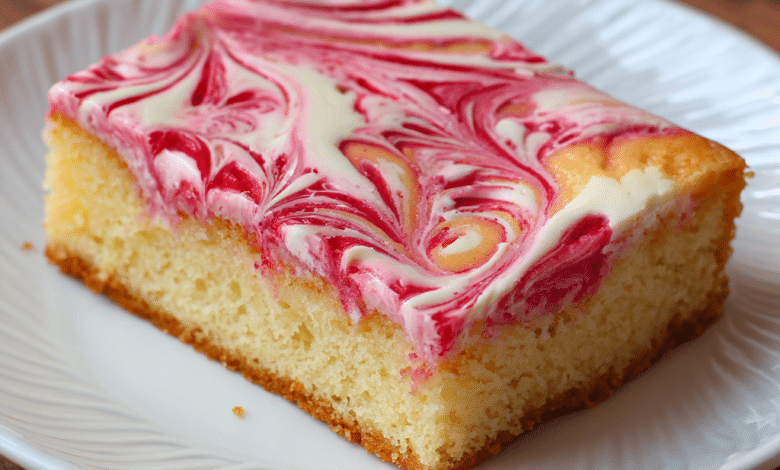 Strawberry Vanilla Marble Sheet Cake