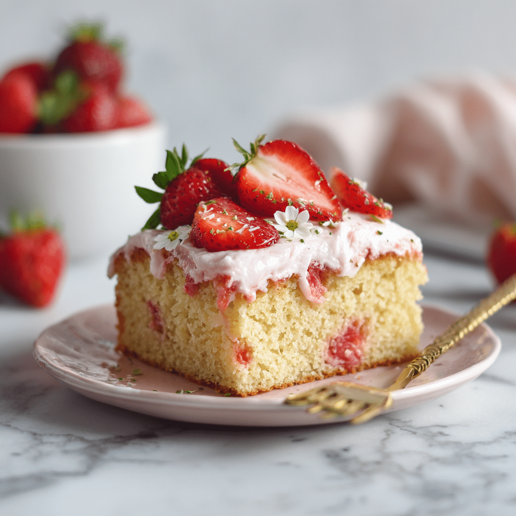 Strawberry Vanilla Sheet Cake – The Softest Slice of Summer Joy