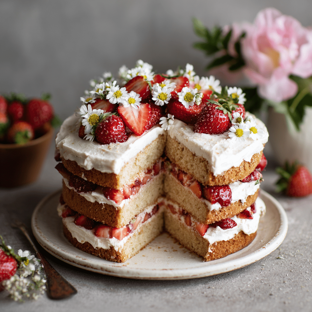 Vegan Gluten Free Strawberry Layer Cake That Feels Like a Celebration