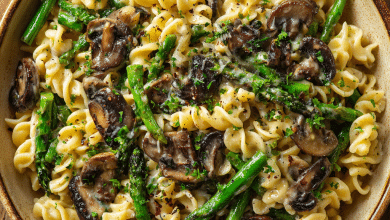 Creamy Asparagus Mushroom Pasta