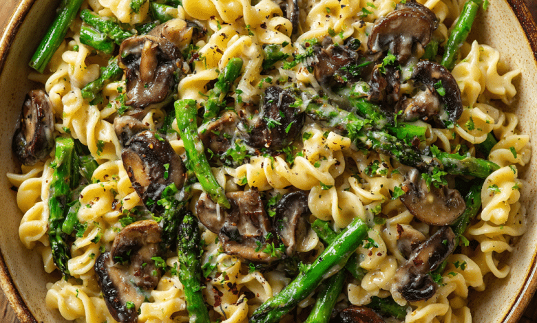 Creamy Asparagus Mushroom Pasta