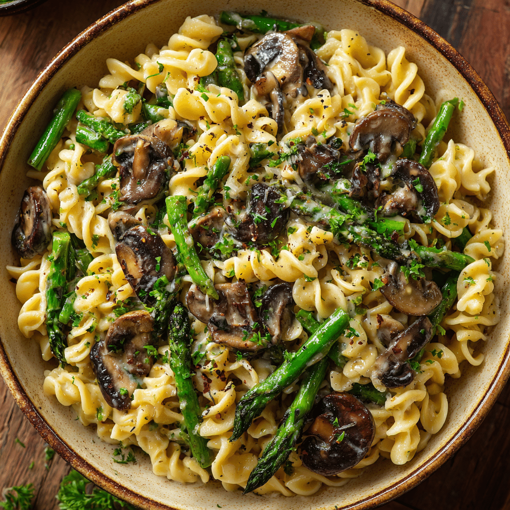 Creamy Asparagus Mushroom Pasta – A Comforting Bowl of Springtime Love