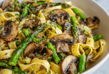 Easy Asparagus Mushroom Pasta