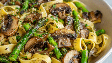 Easy Asparagus Mushroom Pasta