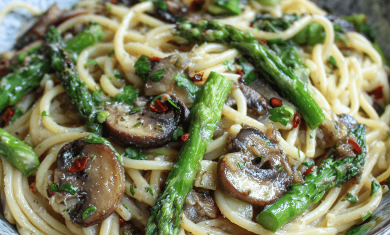 Garlic Asparagus Mushroom Pasta