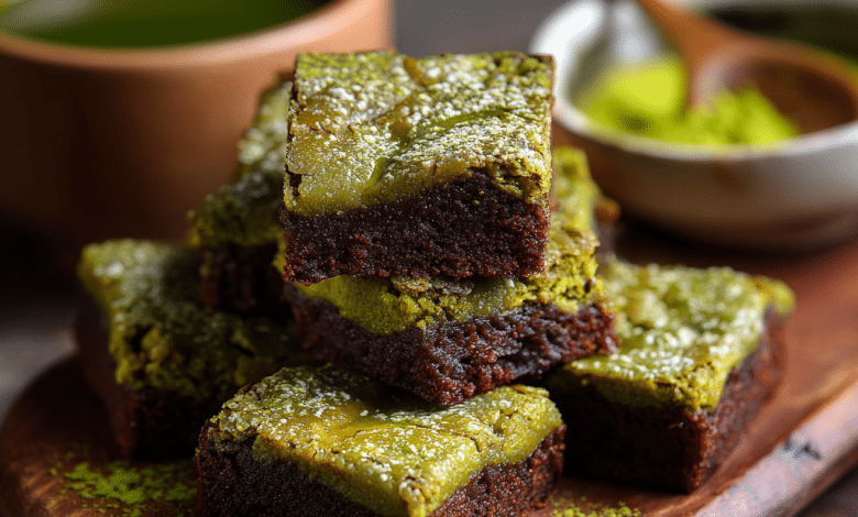 Gluten-Free Matcha Mochi Brownies