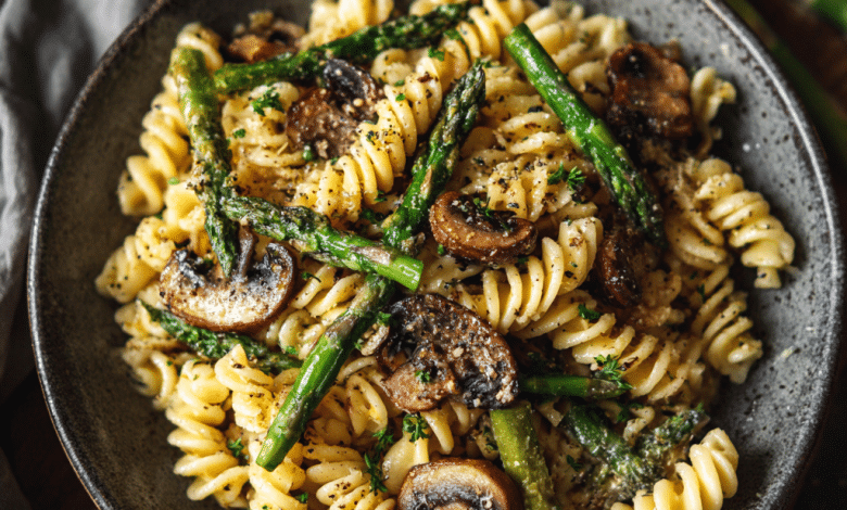 Healthy Asparagus Mushroom Pasta