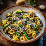 Simple Asparagus Mushroom Pasta