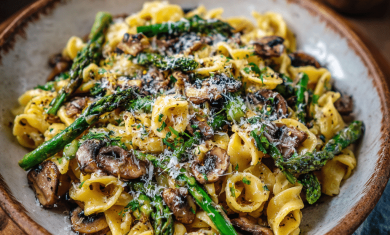 Simple Asparagus Mushroom Pasta