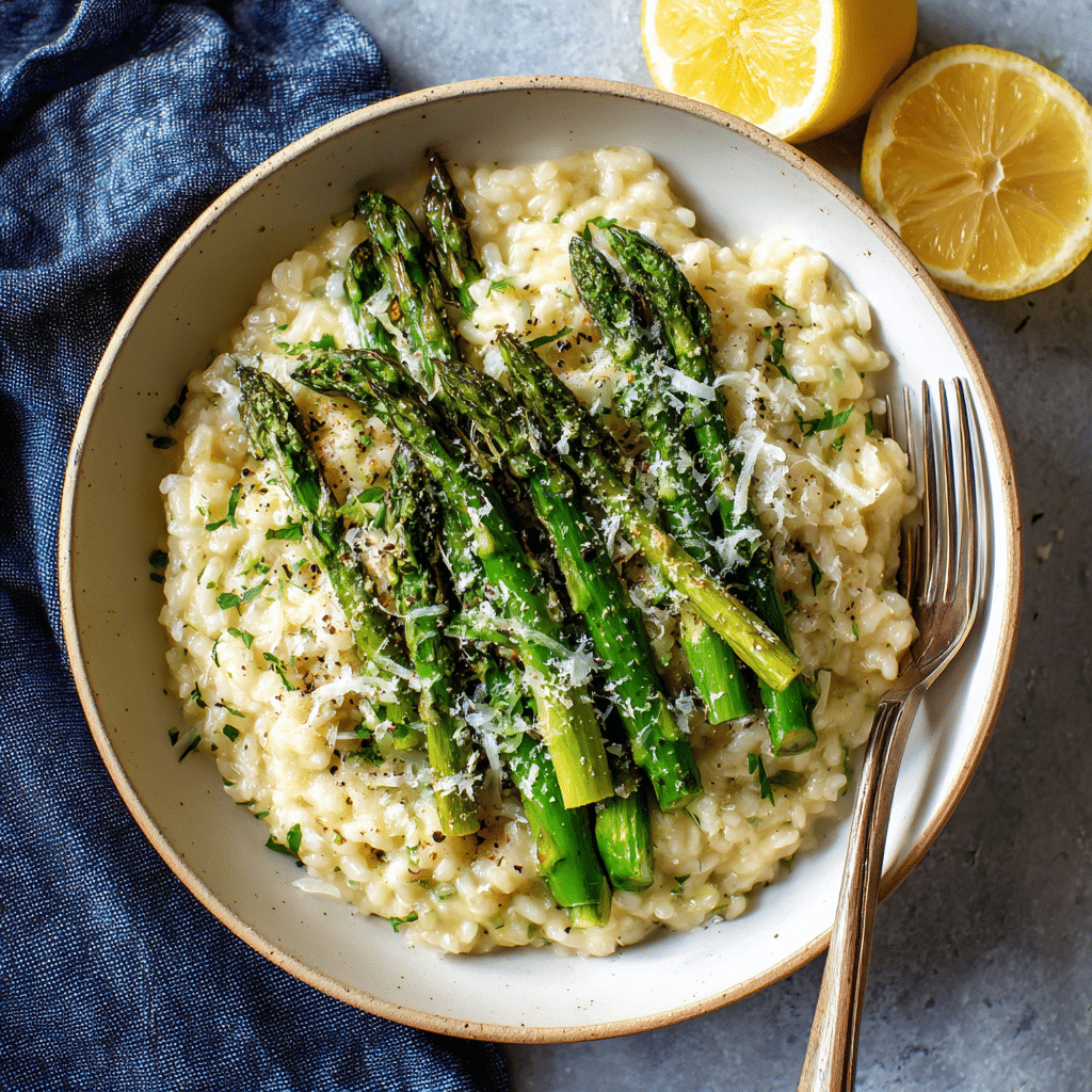 Lemon Asparagus Risotto with Parmesan – A Bright and Comforting Bowl from My Kitchen