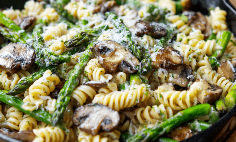 Homemade Asparagus Mushroom Pasta