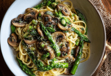 Simple Asparagus Mushroom Pasta