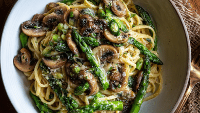 Simple Asparagus Mushroom Pasta