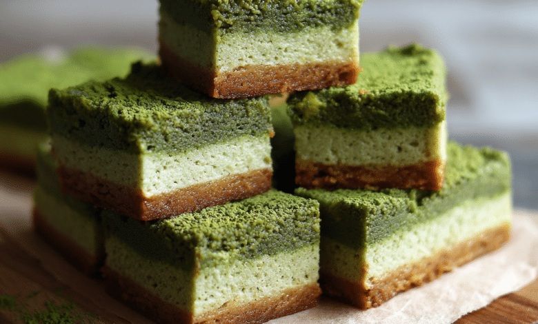 Soft Japanese Matcha Dessert Bars