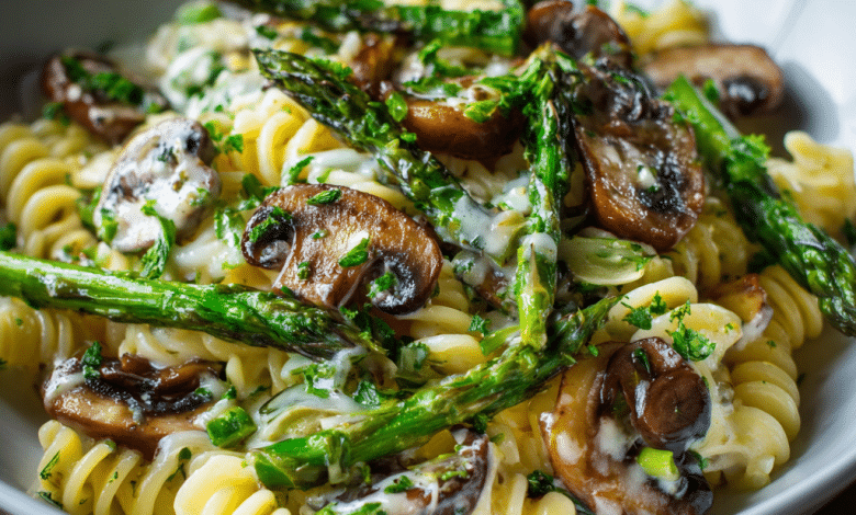 Spring Asparagus Mushroom Pasta