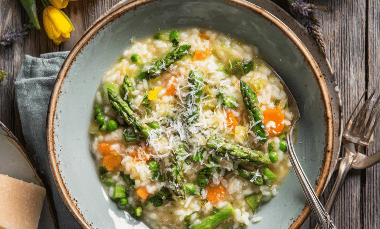 Spring Vegetable Risotto with Parmesan