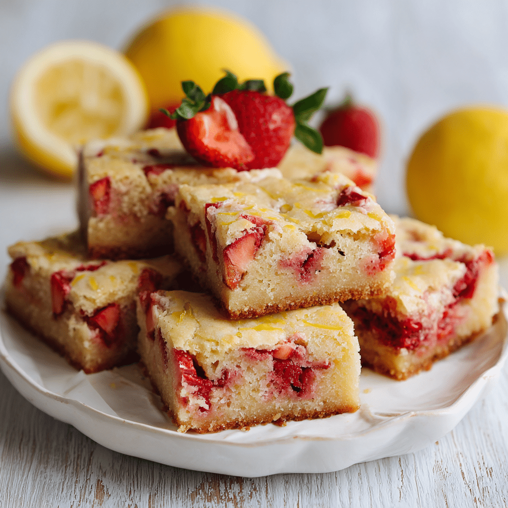Strawberry Lemon Blondies – Soft, Bright & Full of Sunshine