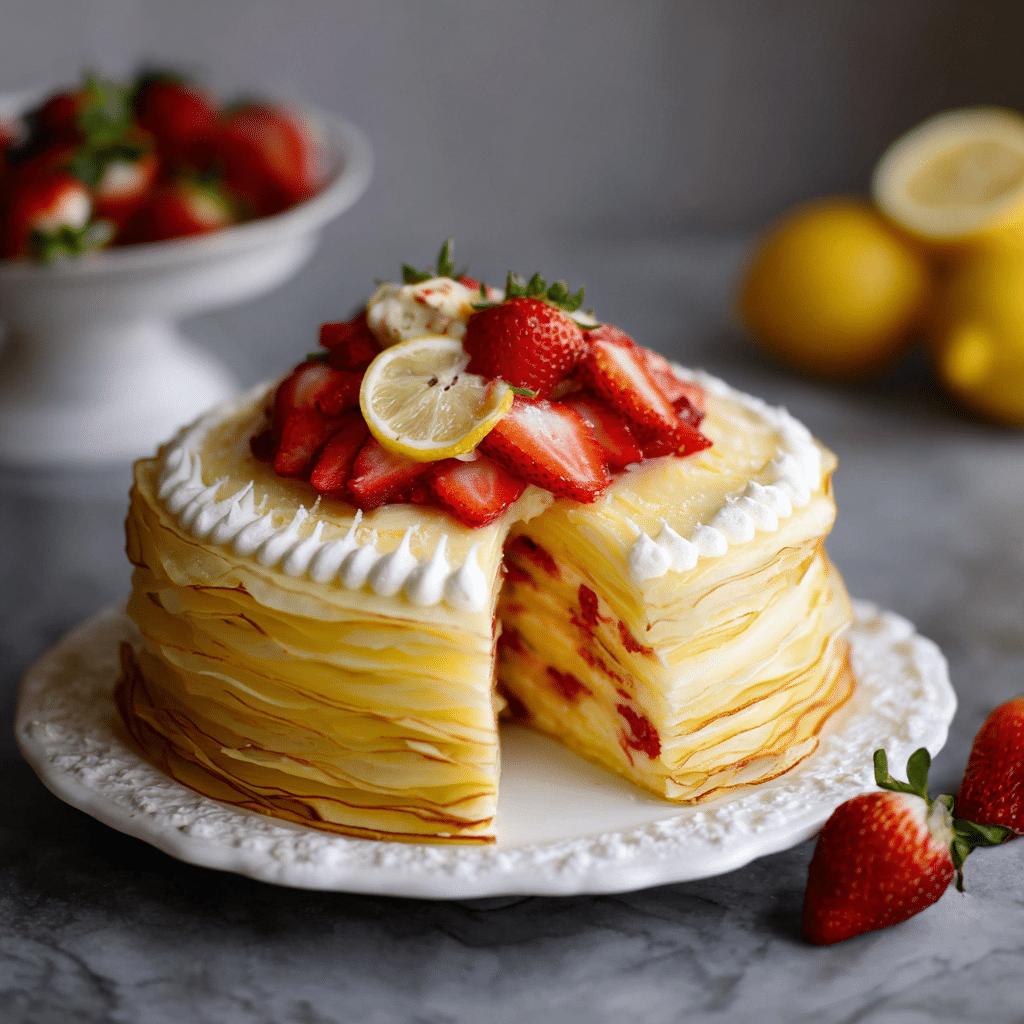 Strawberry Lemon Layered Crepe Cake – A Bright and Beautiful Celebration Cake