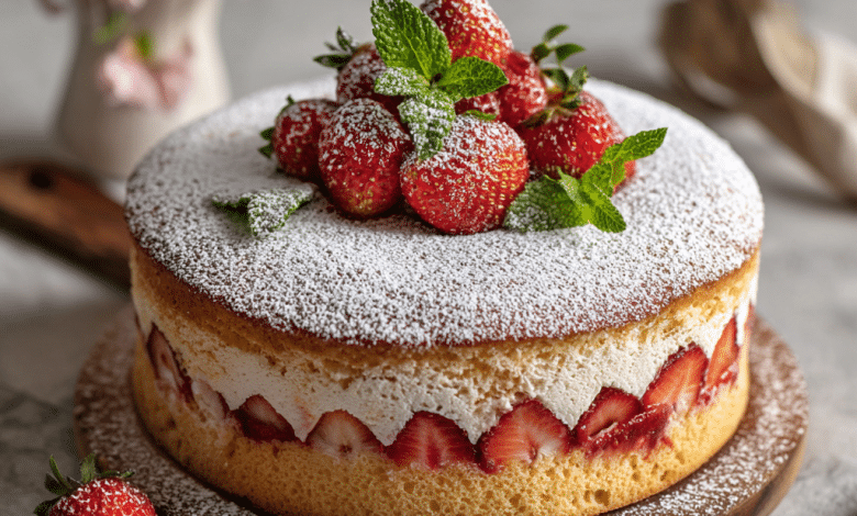 Strawberry Lemon Soufflé Cake