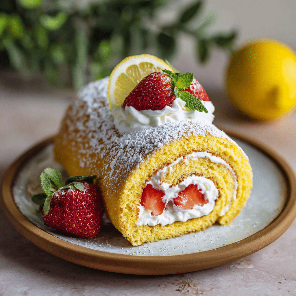 Strawberry Lemon Sponge Roll Cake – A Soft Hug of Sunshine and Sweet Memories